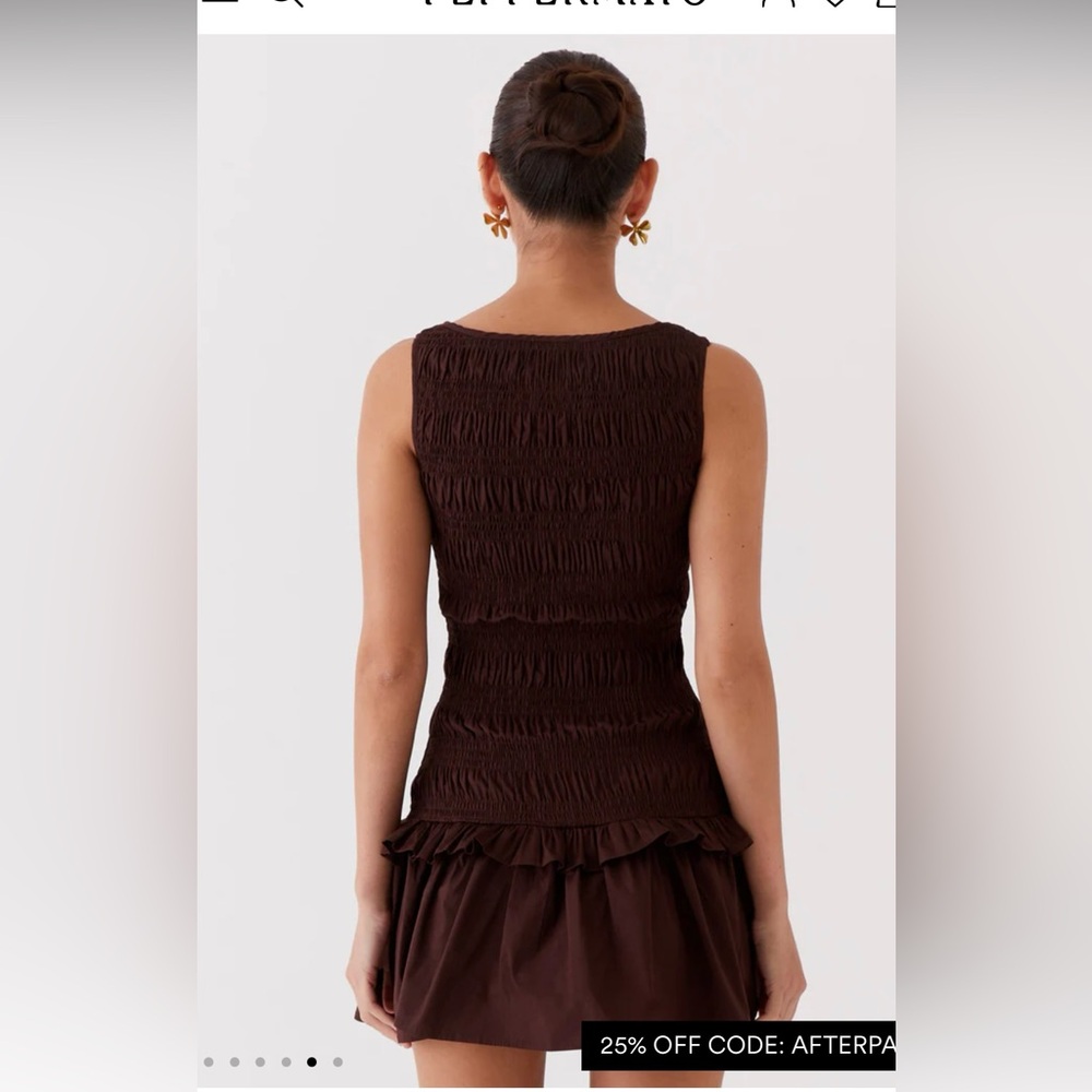 Garden Kisses Shirred Mini Dress - Chocolate
